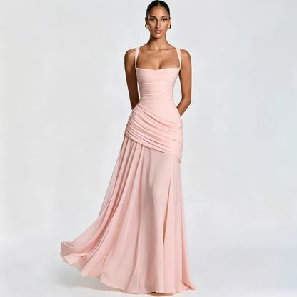 ENIE | Vestido maxi con escote cuadrado fruncido