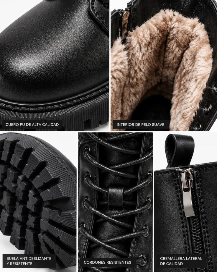 Delphine Botas de invierno negras de cuero