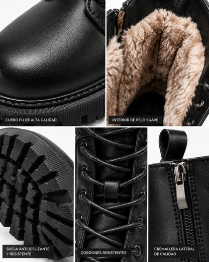 Delphine Botas de invierno negras de cuero