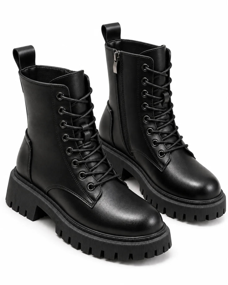 Delphine Botas de invierno negras de cuero