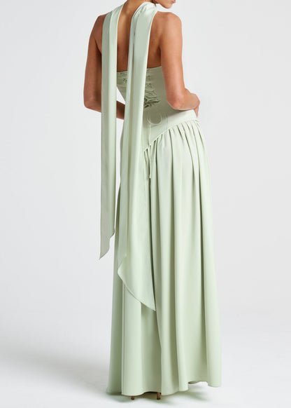 LINA | Vestido maxi sin tirantes con abertura alta