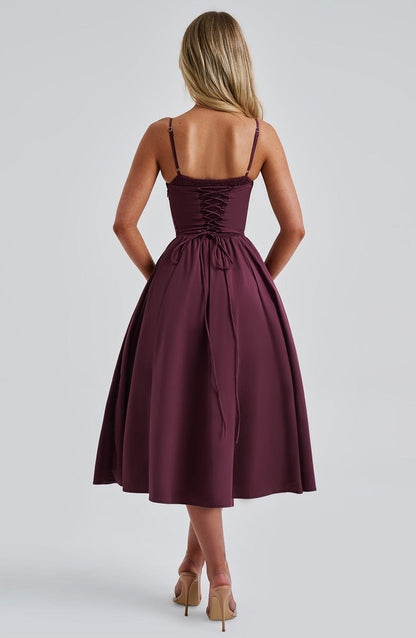MAILEEN | Vestido midi elegante con estilo corsé