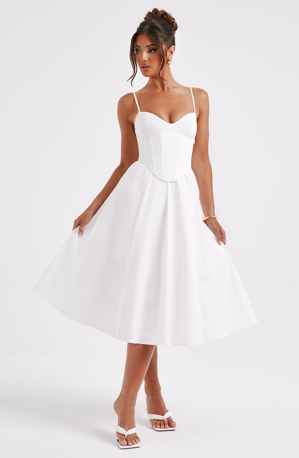 MAILEEN | Vestido midi elegante con estilo corsé