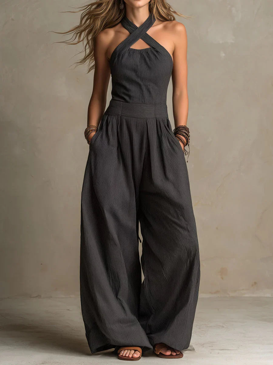 BIANCA | CONJUNTO DE LINO CON ESCOTE CRUZADO
