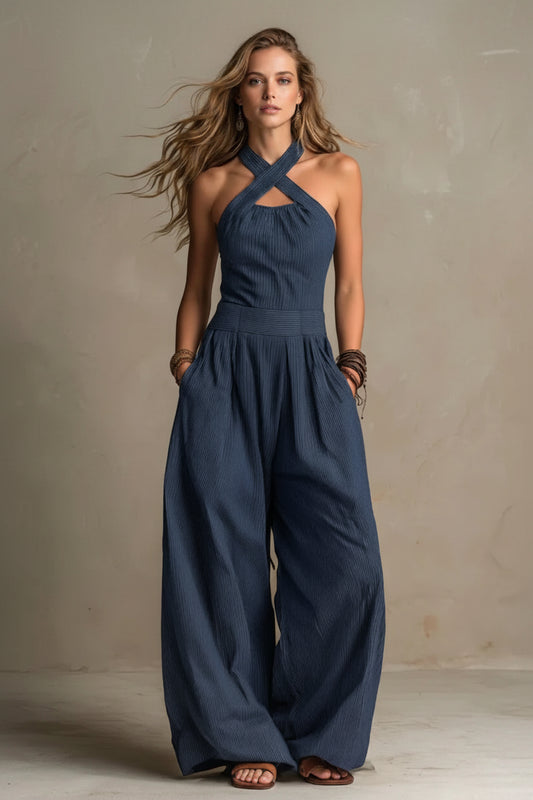 BIANCA | CONJUNTO DE LINO CON ESCOTE CRUZADO