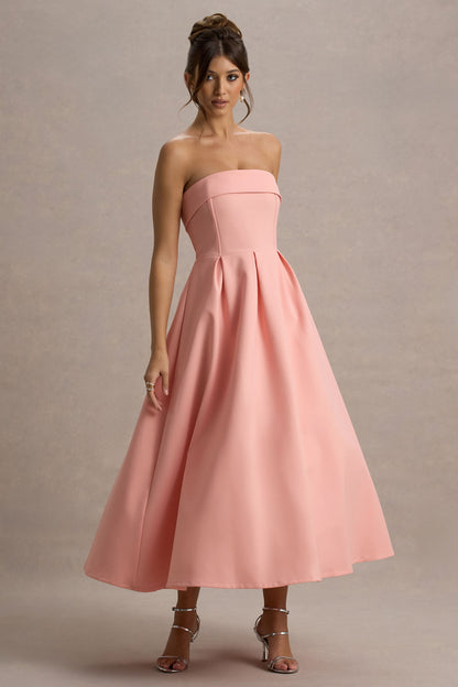 ANNE | Vestido midi elegante con escote en hombros descubiertos