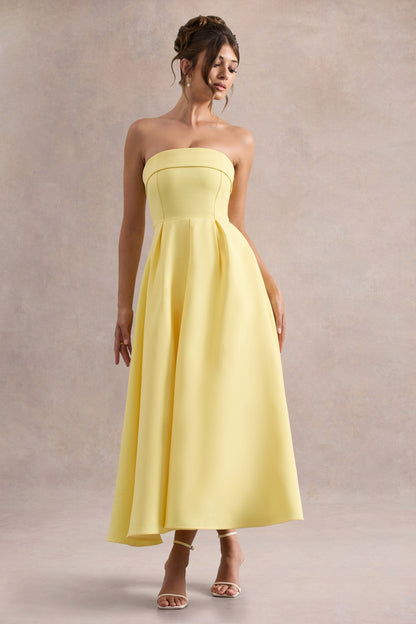 ANNE | Vestido midi elegante con escote en hombros descubiertos