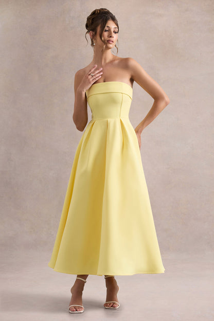 ANNE | Vestido midi elegante con escote en hombros descubiertos