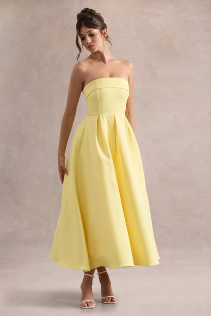 ANNE | Vestido midi elegante con escote en hombros descubiertos