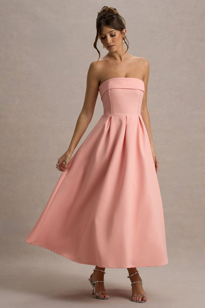 ANNE | Vestido midi elegante con escote en hombros descubiertos