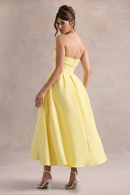 ANNE | Vestido midi elegante con escote en hombros descubiertos