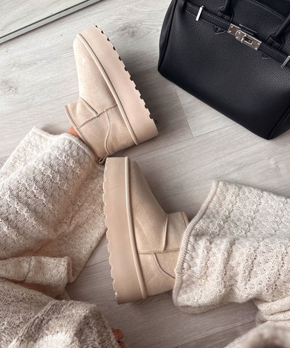 Botas de plataforma forradas Nina beige